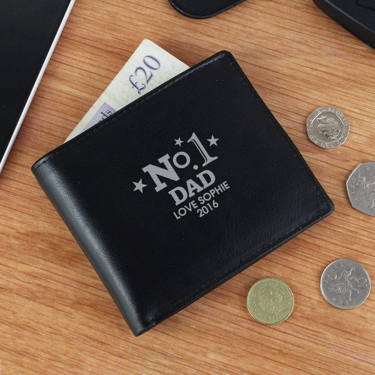 Personalised Memento Leather Personalised No.1 Leather Wallet