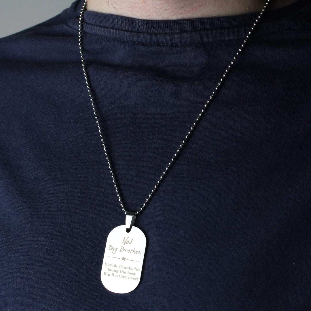 Personalised Memento Jewellery Personalised No.1 Stainless Steel Dog Tag Necklace