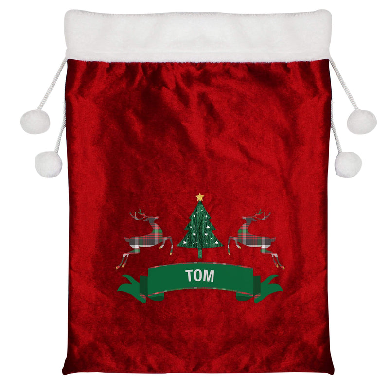 Personalised Memento Christmas Decorations Personalised Nordic Christmas Luxury Pom Pom Red Sack
