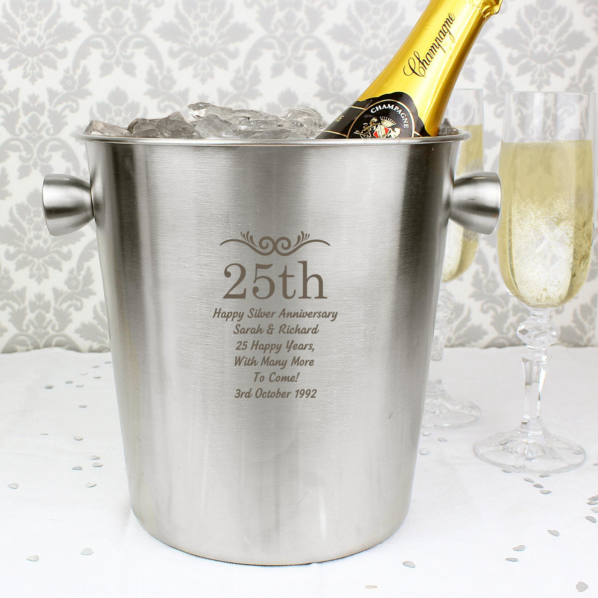 Personalised Memento Personalised Number Frame Stainless Steel Ice Bucket