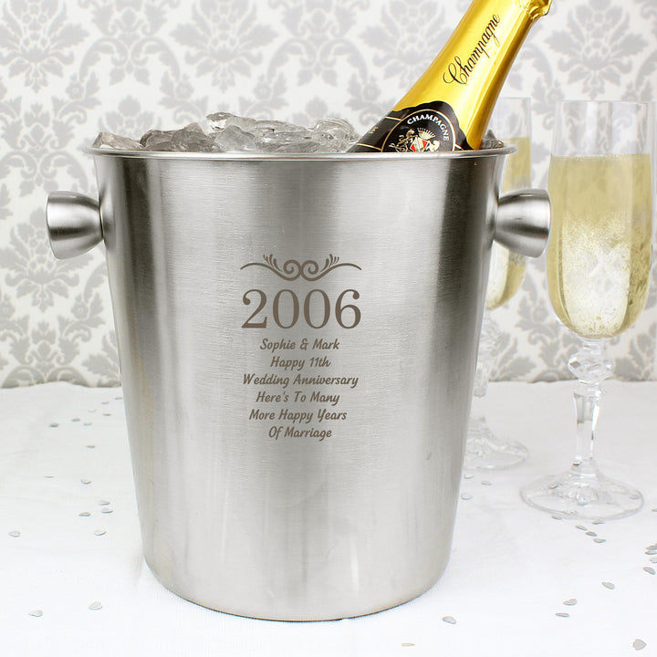 Personalised Memento Personalised Number Frame Stainless Steel Ice Bucket