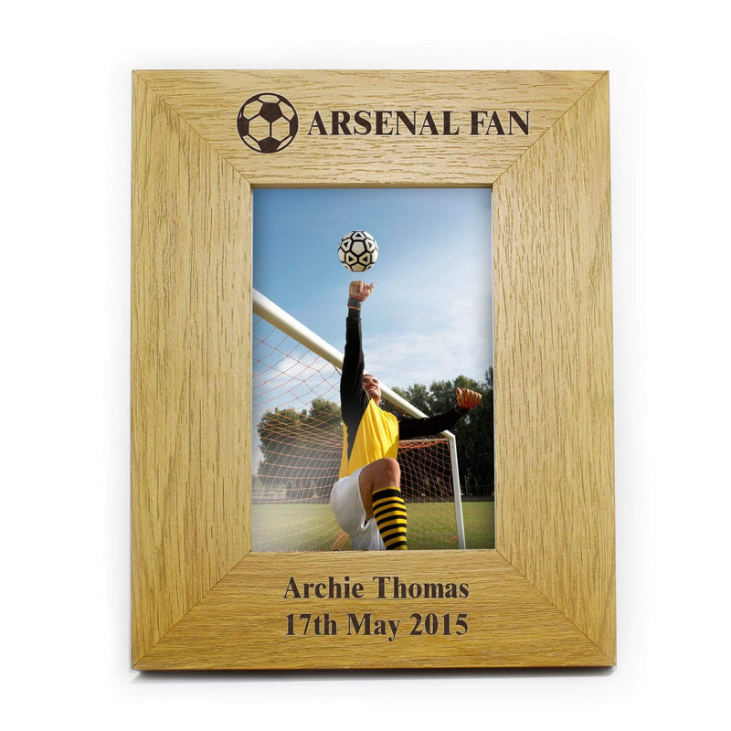 Personalised Memento Wooden Personalised Oak Finish 4x6 Football Photo Frame