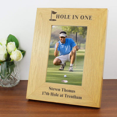 Personalised Memento Wooden Personalised Oak Finish 4x6 Golf Photo Frame