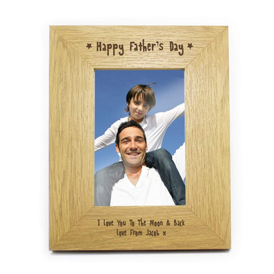 Personalised Memento Wooden Personalised Oak Finish 4x6 Happy Fathers Day Photo Frame