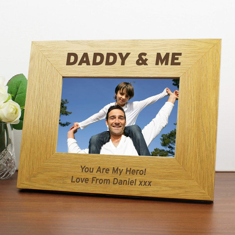 Personalised Memento Wooden Personalised Oak Finish 6x4 Daddy & Me Photo Frame