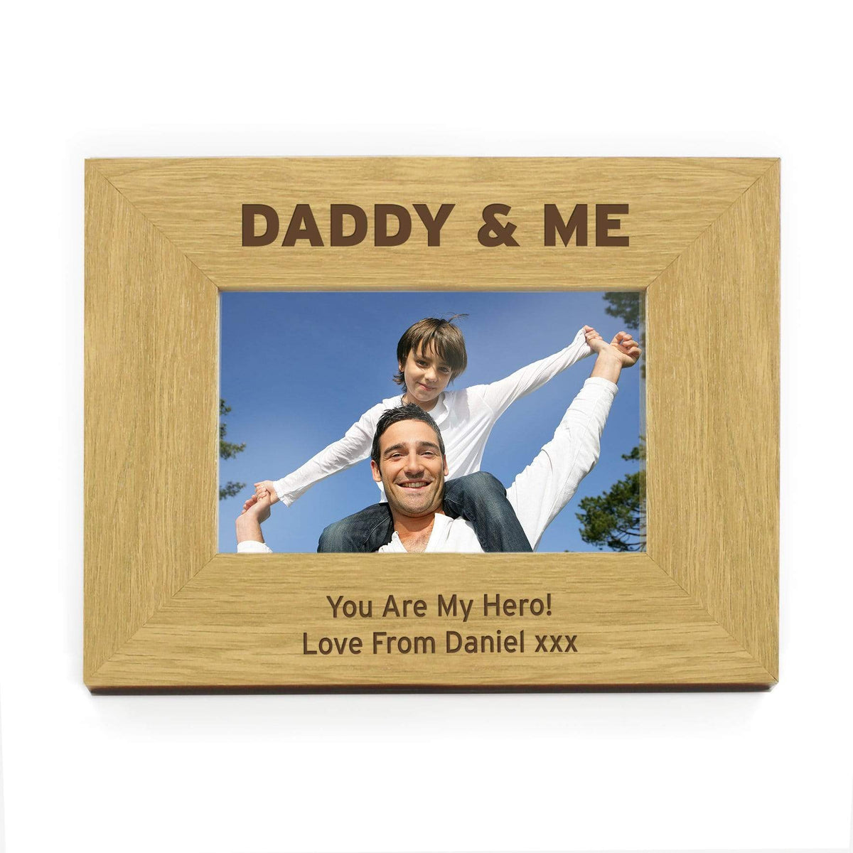 Personalised Memento Wooden Personalised Oak Finish 6x4 Daddy & Me Photo Frame