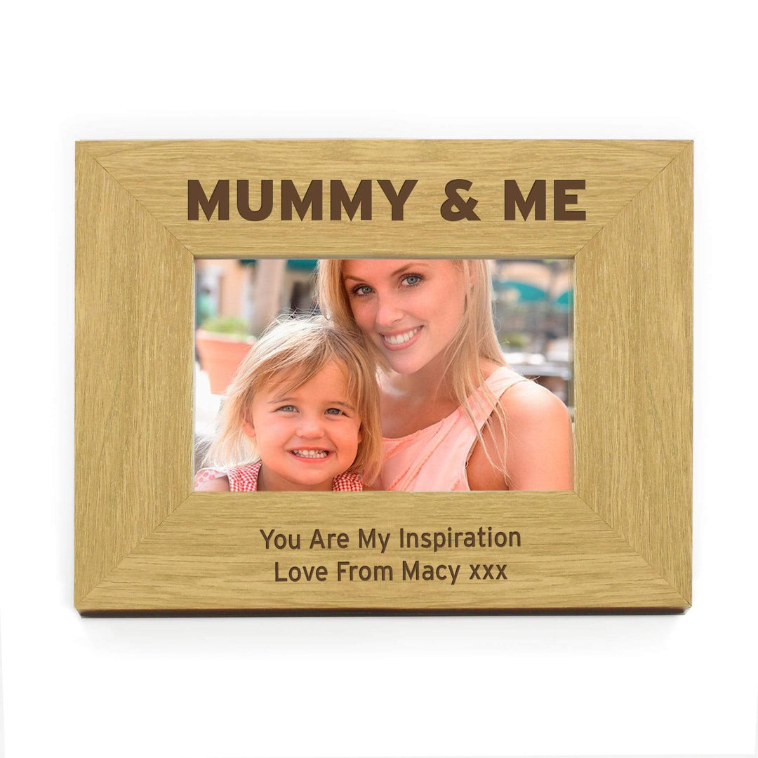 Personalised Memento Wooden Personalised Oak Finish 6x4 Mummy &amp; Me Photo Frame