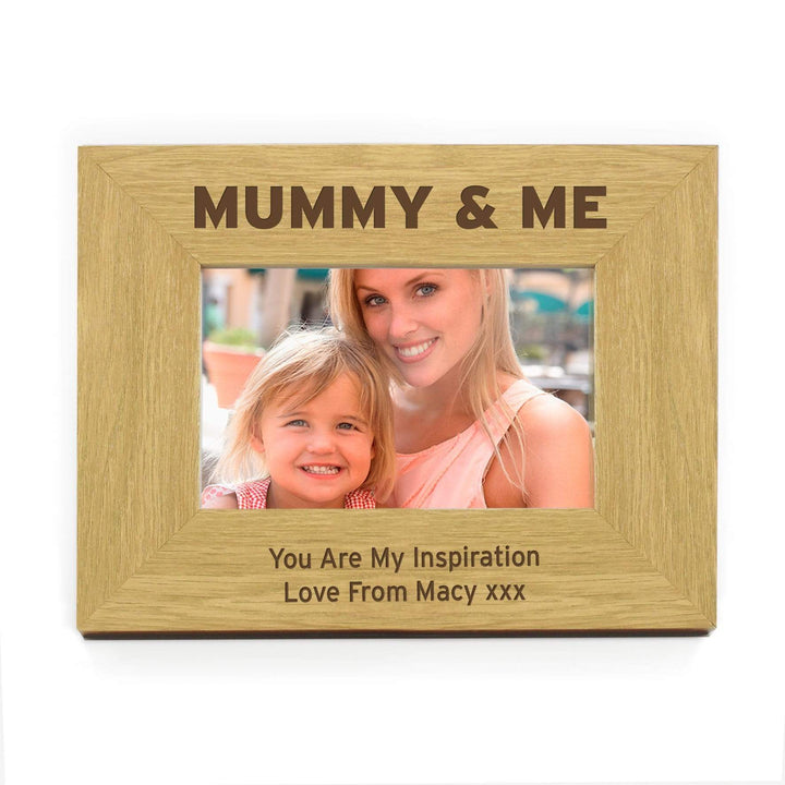 Personalised Memento Wooden Personalised Oak Finish 6x4 Mummy &amp; Me Photo Frame