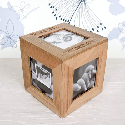 Treat Personalised Oak Photo Cube Keepsake Box