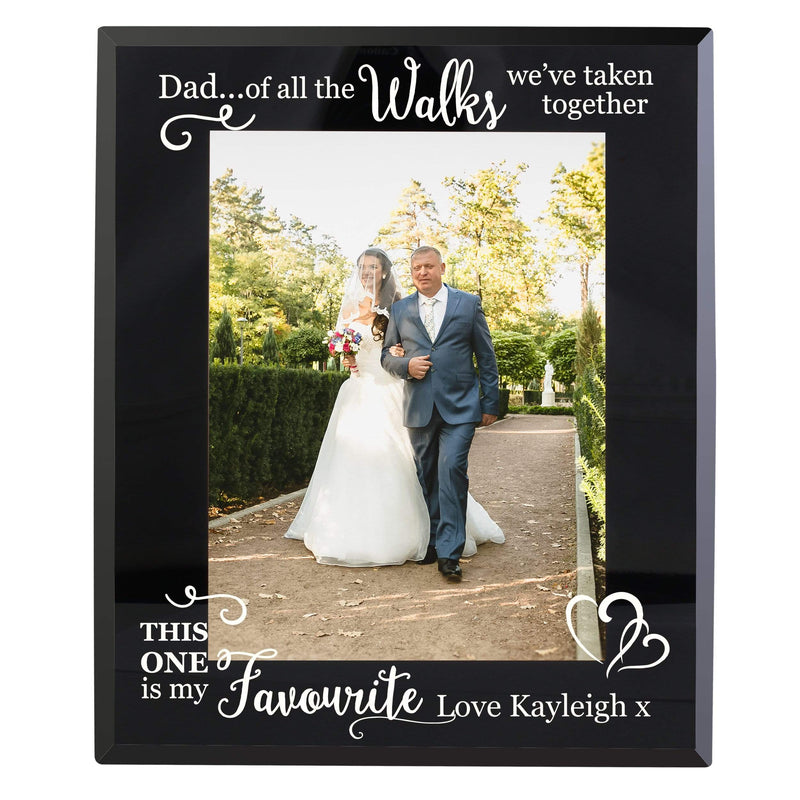 Personalised Memento Photo Frames, Albums and Guestbooks Personalised Of All the Walks... Wedding 5x7 Black Glass Photo Frame