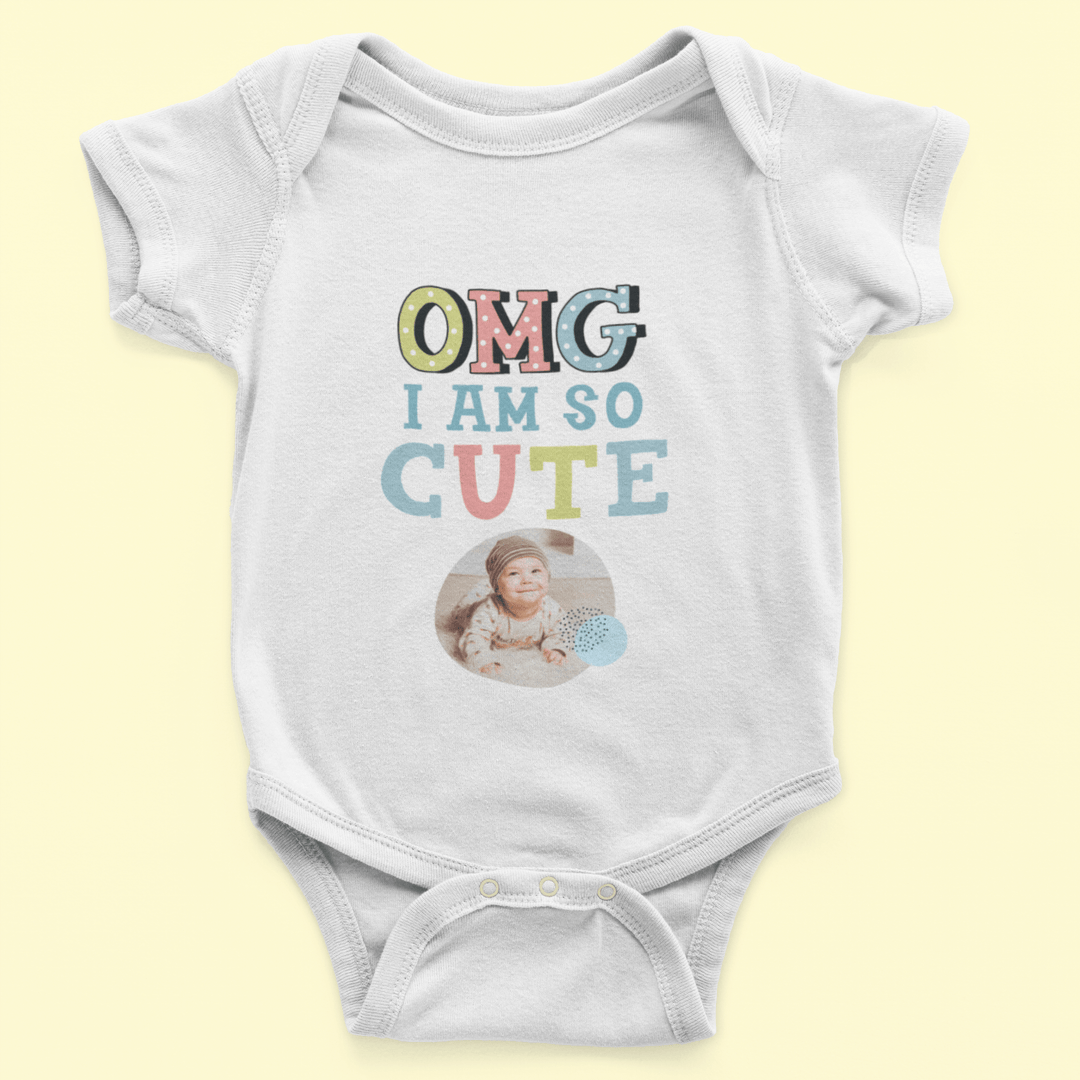 The Little Personal Shop Babygrows Personalised OMG Cute Photo Babygrow