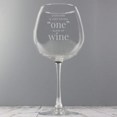 Personalised Memento Glasses & Barware Personalised 'One Glass' Bottle of Wine Glass