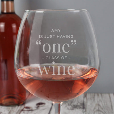 Personalised Memento Glasses & Barware Personalised 'One Glass' Bottle of Wine Glass