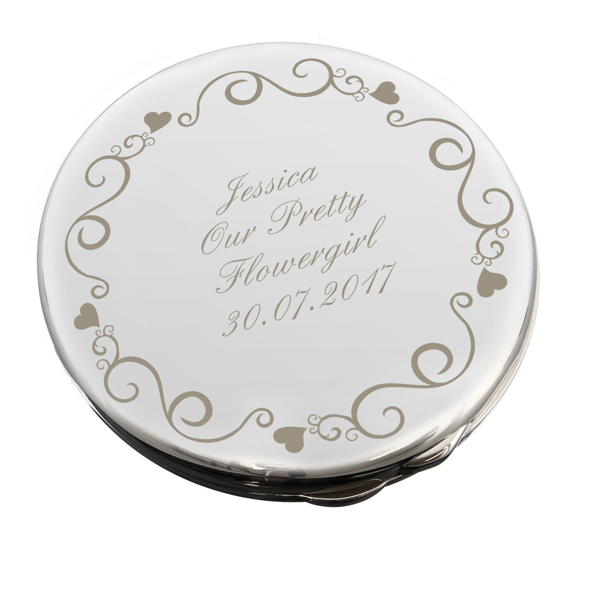 Personalised Memento Keepsakes Personalised Ornate Swirl Compact Mirror