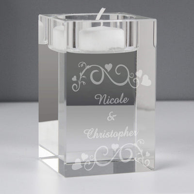 Personalised Memento Candles & Reed Diffusers Personalised Ornate Swirl Glass Tea Light Candle Holder