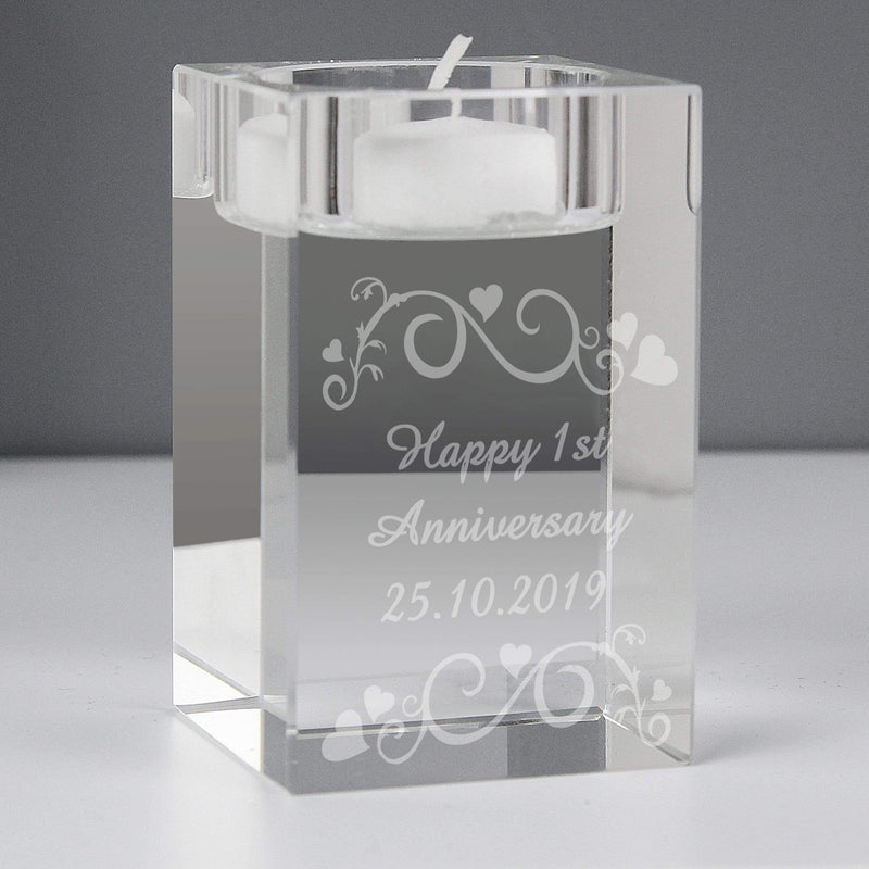 Personalised Memento Candles & Reed Diffusers Personalised Ornate Swirl Glass Tea Light Candle Holder