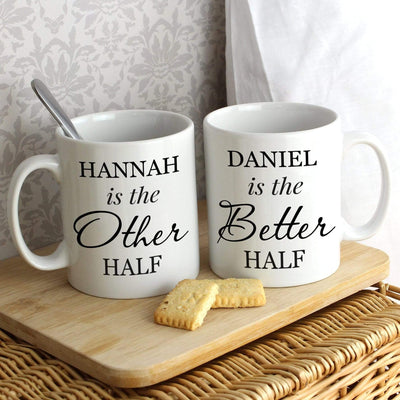 Personalised Memento Mugs Personalised Other Half and Better Half Mug Set