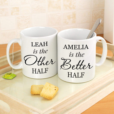 Personalised Memento Mugs Personalised Other Half and Better Half Mug Set