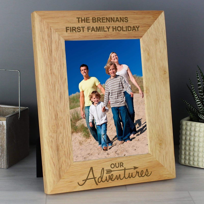 Personalised Memento Wooden Personalised Our Adventures 5x7 Wooden Photo Frame