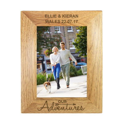 Personalised Memento Wooden Personalised Our Adventures 5x7 Wooden Photo Frame