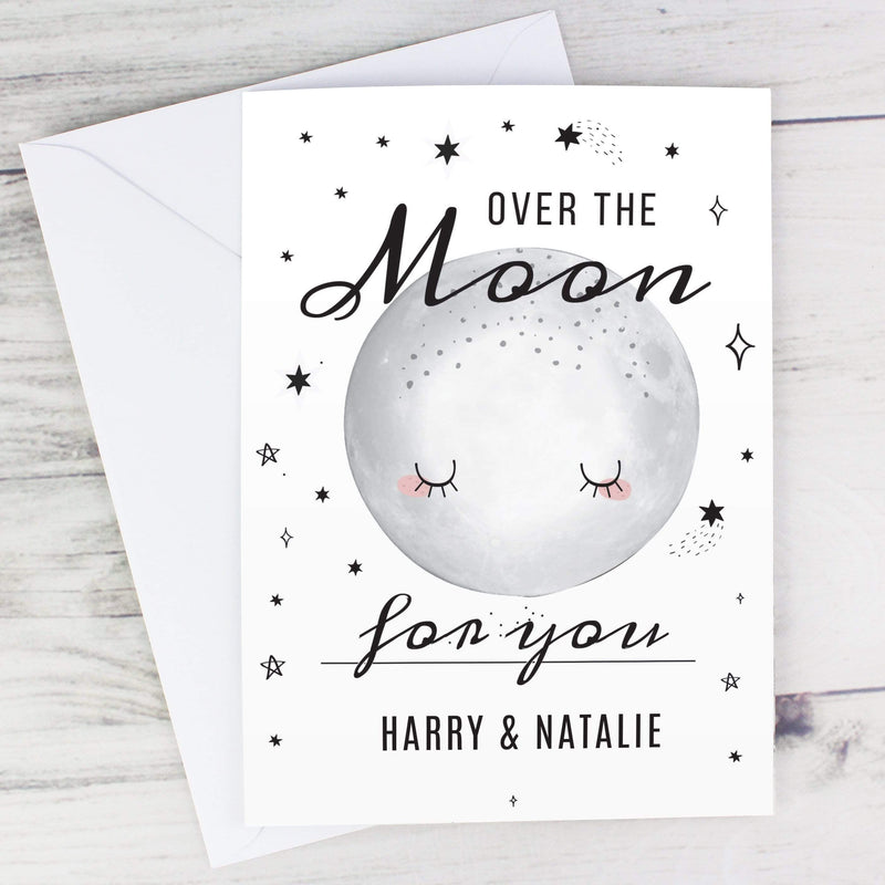 Personalised Memento Greetings Cards Personalised Over The Moon Card