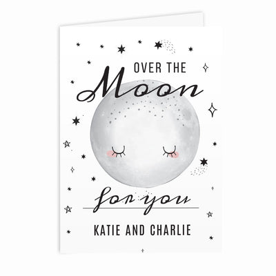 Personalised Memento Greetings Cards Personalised Over The Moon Card