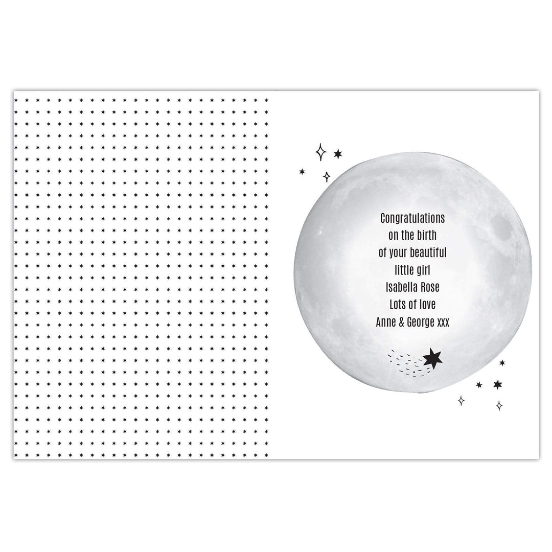 Personalised Memento Greetings Cards Personalised Over The Moon Card
