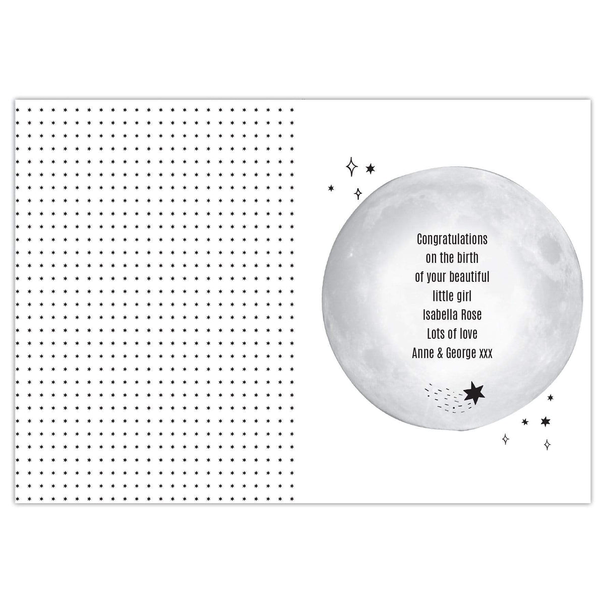 Personalised Memento Greetings Cards Personalised Over The Moon Card