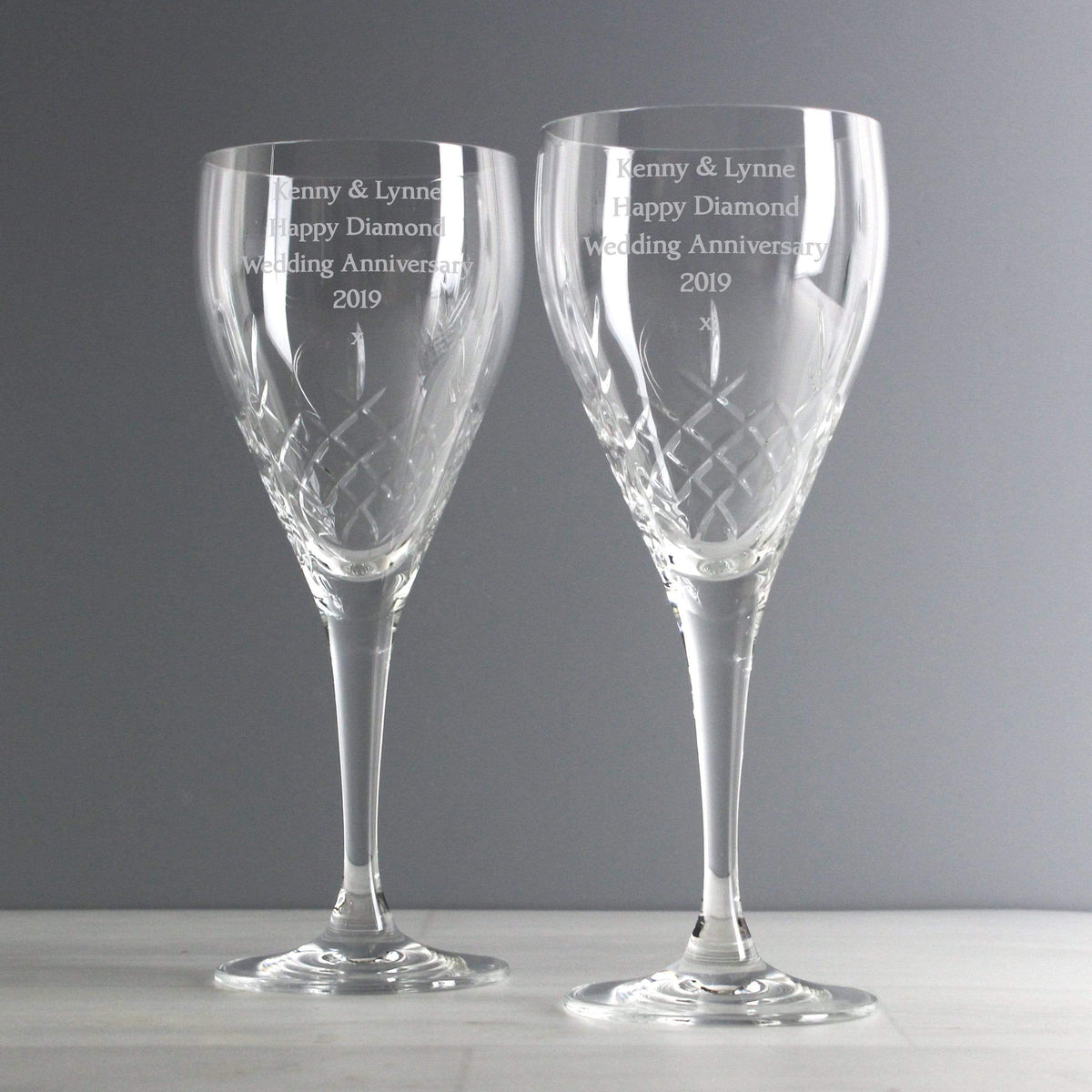 Personalised Memento Glasses & Barware Personalised Pair of Crystal Wine Glasses