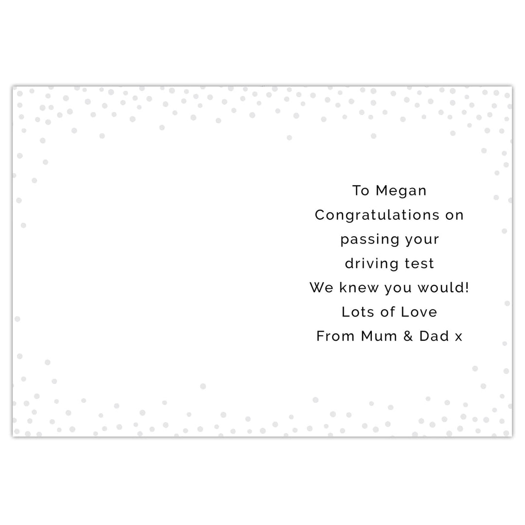 Personalised Memento Greetings Cards Personalised Passed Driving Test Card