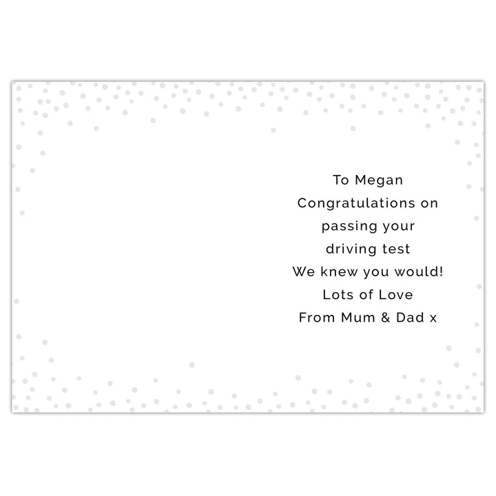 Personalised Memento Greetings Cards Personalised Passed Driving Test Card
