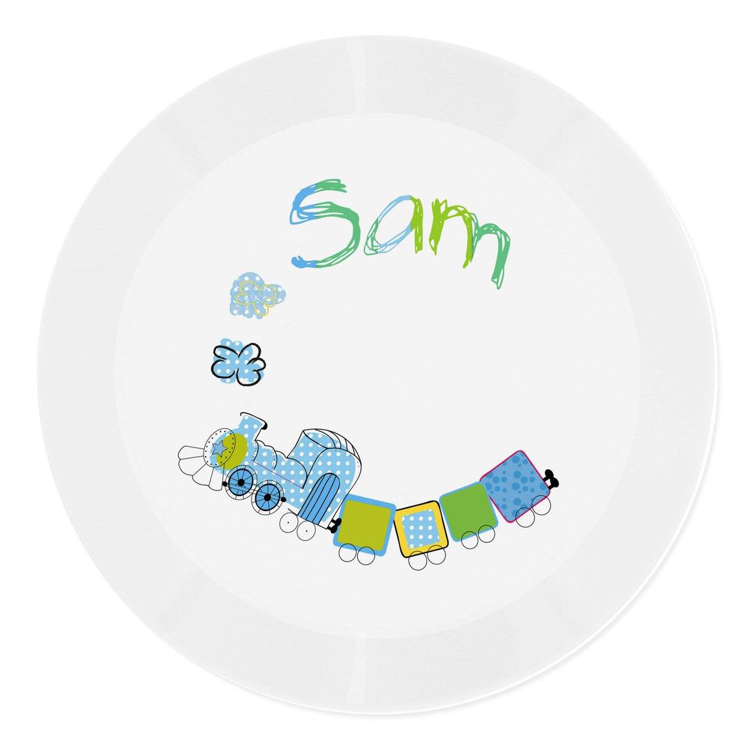 Personalised Memento Mealtime Essentials Personalised Patchwork Train Plastic Plate