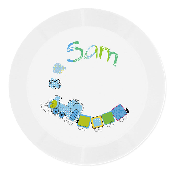 Personalised Memento Mealtime Essentials Personalised Patchwork Train Plastic Plate