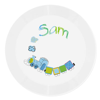 Personalised Memento Mealtime Essentials Personalised Patchwork Train Plastic Plate