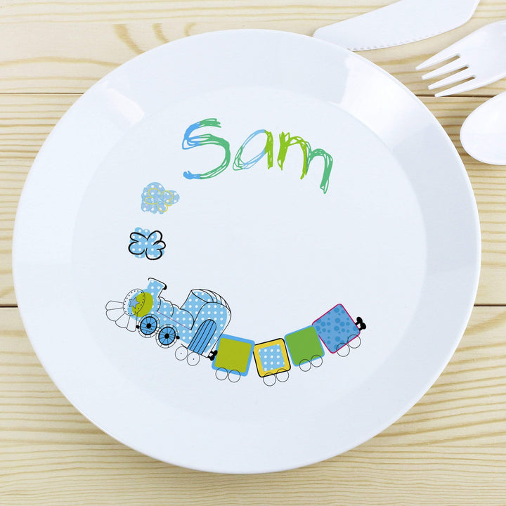 Personalised Memento Mealtime Essentials Personalised Patchwork Train Plastic Plate