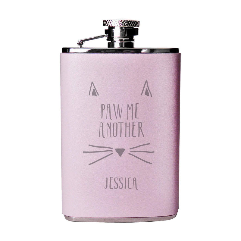 Personalised Memento Glasses & Barware Personalised Paw Me Another Pink Hip Flask