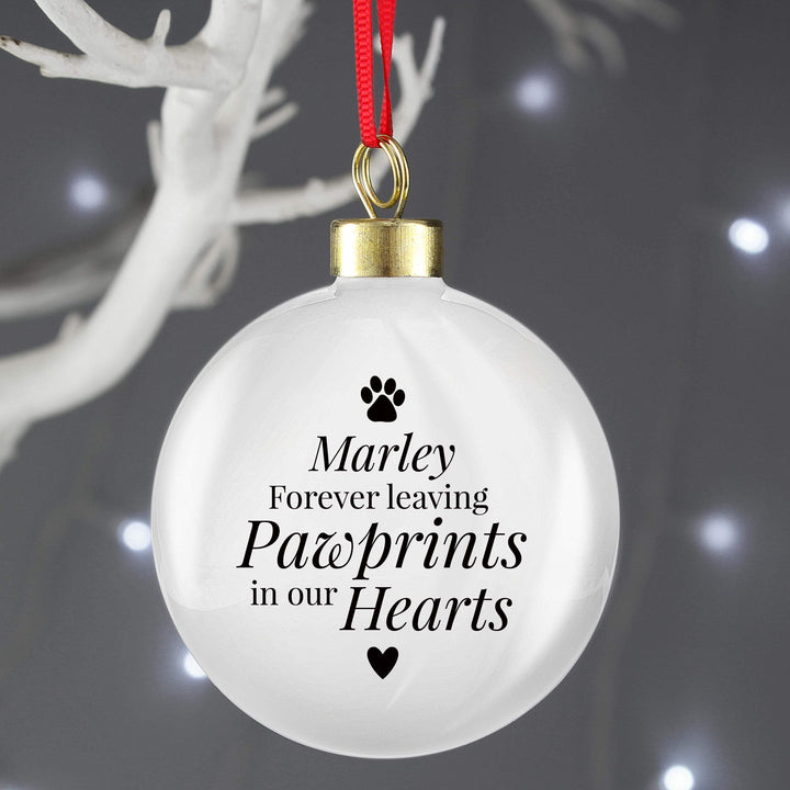 Personalised Memento Personalised Pawprints Memorial Bauble