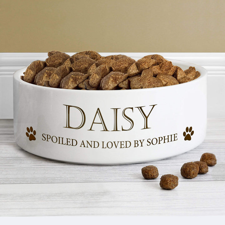 Personalised Memento Pet Gifts Personalised Paws 14cm Medium White Pet Bowl