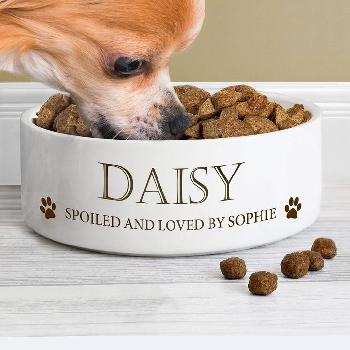 Personalised Memento Pet Gifts Personalised Paws 14cm Medium White Pet Bowl