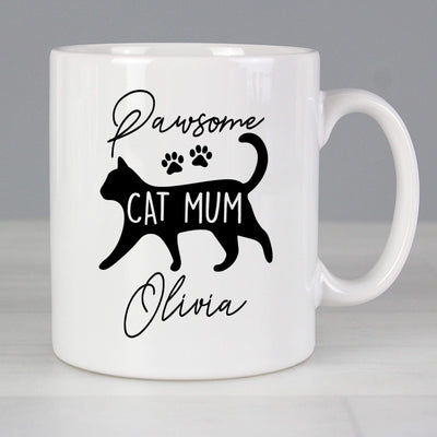 Personalised Memento Personalised Pawsome Cat Mum Mug