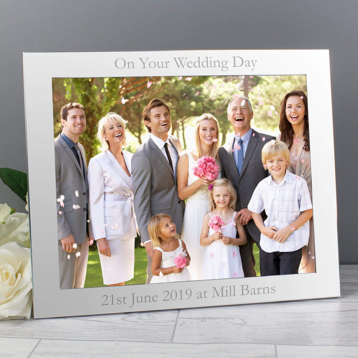 Personalised Memento Photo Frames, Albums and Guestbooks Personalised 10x8 Landscape Silver Photo Frame