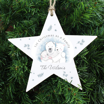 Personalised Memento Christmas Decorations Personalised 1st Christmas as a Family Wooden Star Decoration