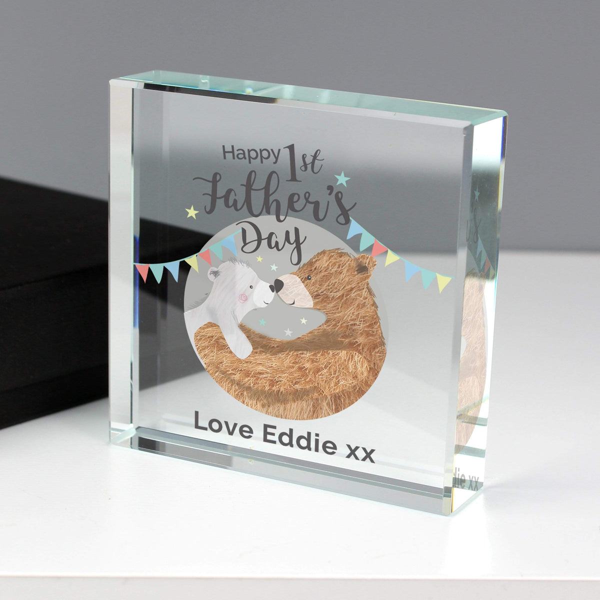 Personalised Memento Ornaments Personalised 1st Father's Day Daddy Bear Large Crystal Token