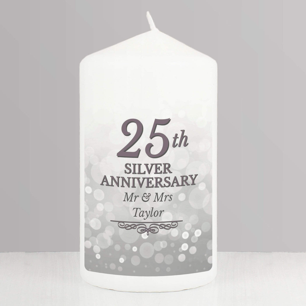 Personalised Memento Candles & Reed Diffusers Personalised 25th Silver Anniversary Pillar Candle