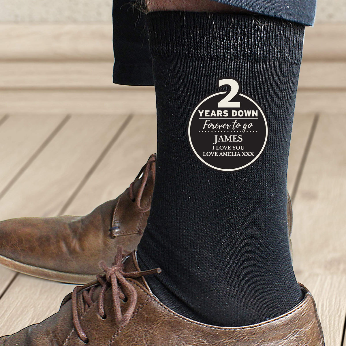 Personalised Memento Clothing Personalised 2nd Anniversary Mens Socks