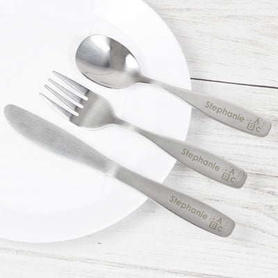 Personalised Memento Mealtime Essentials Personalised 3 Piece ABC Cutlery Set