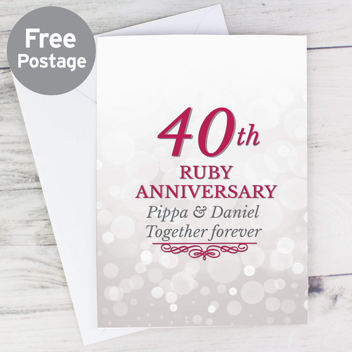 Personalised Memento Greetings Cards Personalised 40th Ruby Anniversary Card