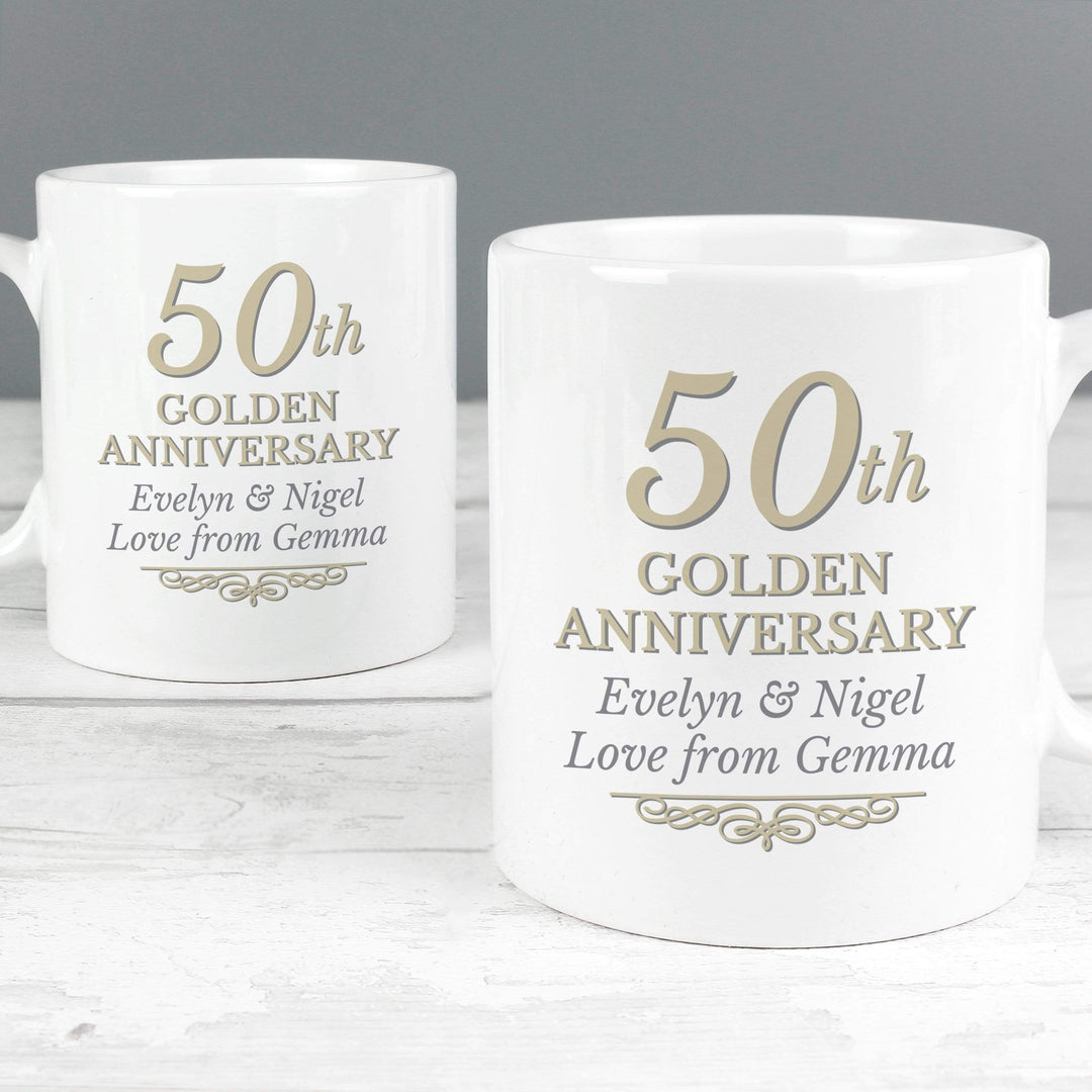 Personalised Memento Mugs Personalised 50th Golden Anniversary Mug Set