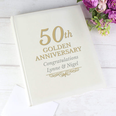 Personalised Memento Photo Frames, Albums and Guestbooks Personalised 50th Golden Anniversary Traditional Album