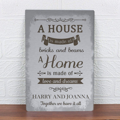 Personalised Memento Hanging Decorations & Signs Personalised 'A House Is Made Of...' Metal Sign
